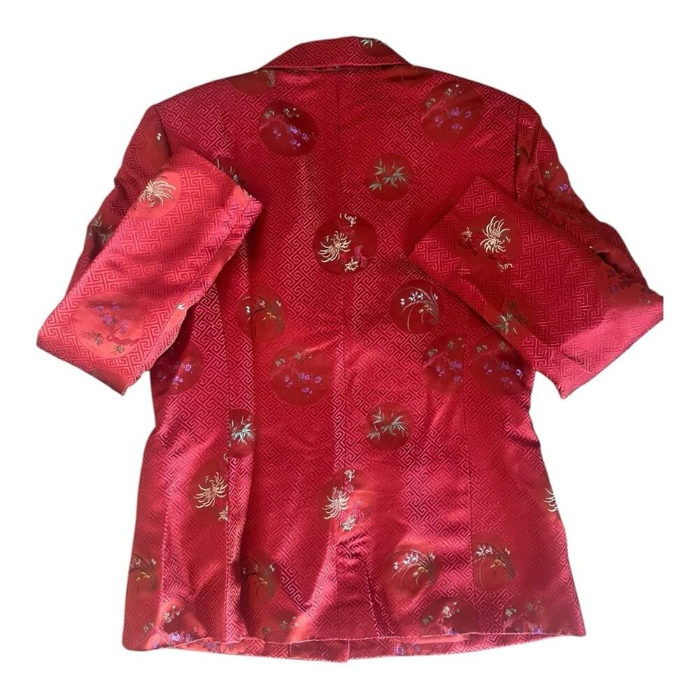 Y2K Asian Inspired Silk Blend Chinoiserie Floral Brocade Blazer Womens Size 10 - Picture 5 of 8